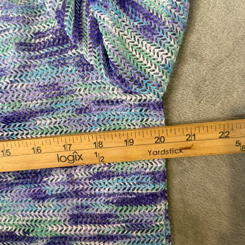Chicos Easywear Draped Open Knit Cardigan Topper Mesh Size L Blue Layering - Picture 6 of 8